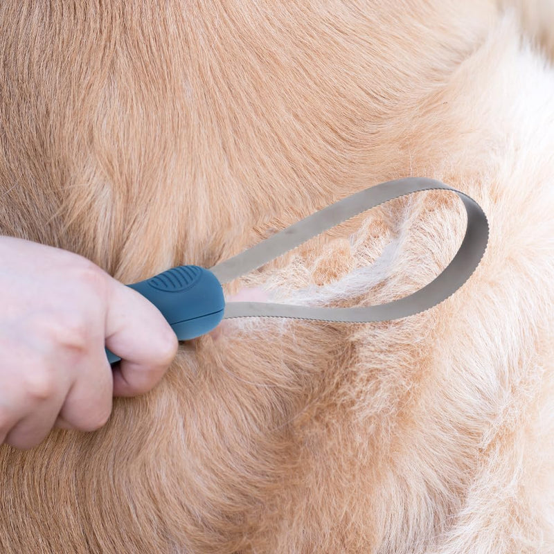 1 Pack Pet Dual-Sided Grooming Blade, Shedding Brush with Stainless Steel Blades, for All Dog Coat Types, with Soft Grip Handle, Pet Hair Removal Tools - PawsPlanet Australia