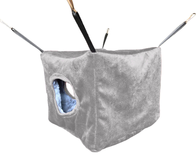 Small Animals Cube Hammock for Ferret, Rat, Chinchilla, Squirrel, Guinea Pig Cage Hanging Warm Hideout Bed (Grey) Grey