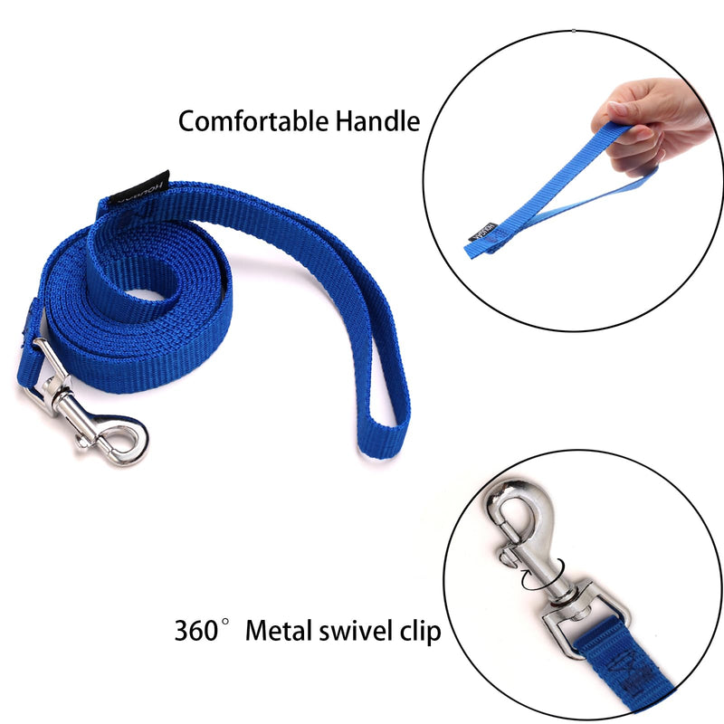 6 FT Puppy/Leash, Strong Traditional Style with Easy to Use Collar Hook, Great for Small and Medium Dogs (Blue, 5/8 in x 6 ft) blue - PawsPlanet Australia