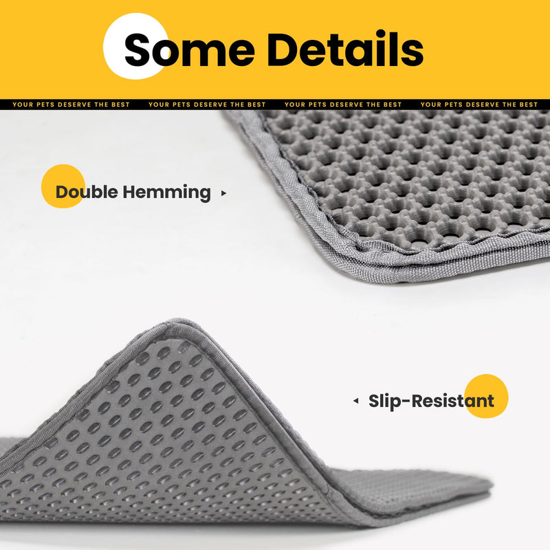 Cat Litter Mat Litter Trapping Mat,Premium Double Layer Waterproof Kitty Litter Mat,Honeycomb Design for Scatter Control,Easy to Clean Cat Mats for Litter Box?Grey,Medium,25"x15"? - PawsPlanet Australia