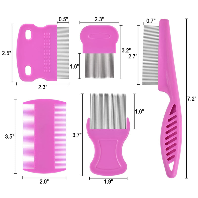 6 Pack Flea Comb for Cats Dogs,Stainless Steel Dog Cat Grooming Combs With Rounded Teeth,Double-Sided Tear Stain Remover,Dematting Comb For Dogs Cats Ideal for Small, Medium & Large Pets (Pink) NEW Pink - PawsPlanet Australia