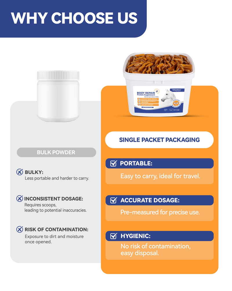 100-Day Supply Equine Body Repair Protein Supplement-Amino Acids Speed up Muscle Recovery After Exercise Promote Healthier Joints Big Tub
