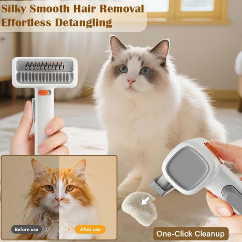 2-in-1 Pet Self-Detangling & Grooming Comb, Dual-mode Dog Deshedding Brush, Self Cleaning Pet Grooming Comb with Release Button, Undercoat Rake and Deshedding Tool for Dogs and Cats - PawsPlanet Australia