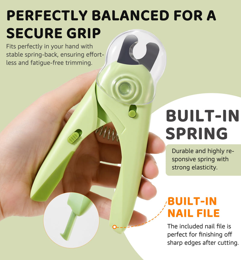 Pet Nail Clipper with Light for Cats & Small Dogs Puppies, Ultra Bright LED to Illuminate Nail Bloodline to Avoid Over Cutting, Extra-Sharp and Durable Cat Claw Trimmer with Nail File (Green) Green - PawsPlanet Australia