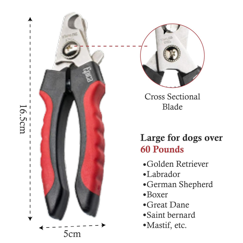 Epica Professional Dog Nail Clipper - Dog Nail Trimmer for Large Dogs - Easy and Safe Pets Grooming Clippers - Cat Claw Trimmer with Safety Guard (Large) - PawsPlanet Australia