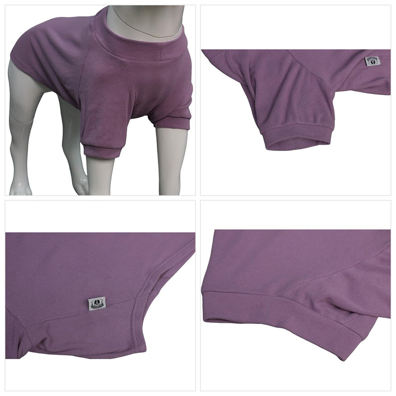 Lovelonglong Ribbed Dog T-Shirt Cotton Knitted Dog Sweaters for All Season Pet T-Shirts for Large Medium Small Dogs Taro Purple 3XL 3XL (for Large Dog)