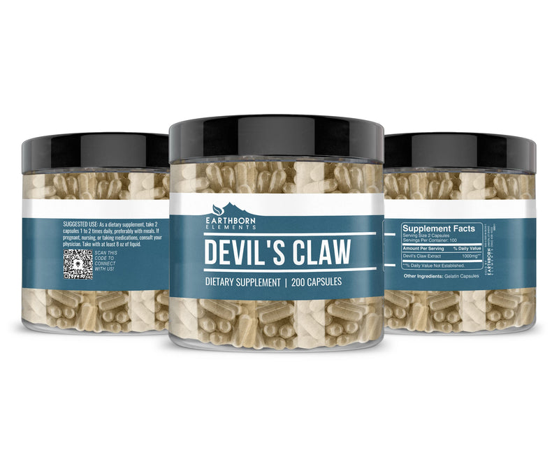 Earthborn Elements Devil’s Claw Extract 200 Capsules, Pure & Undiluted, No Additives 200 Count (Pack of 1)