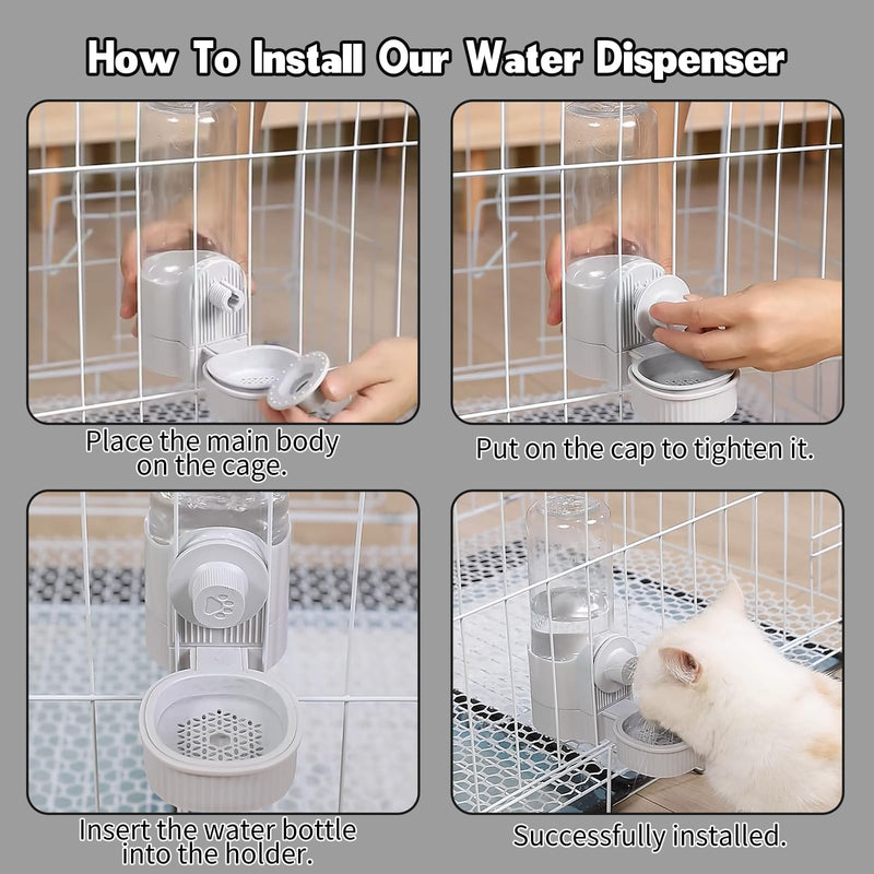 18OZ Rabbit Water Bottle, Pet Water Bottle for Cage Crate,Hanging Automatic Water Dispenser for Cage,Ferret Bunny Guinea Pig Water Bowl,Suitable for Small Animal (Grey Rabbit Water Bottle, 18OZ) Grey Rabbit Water Bottle - PawsPlanet Australia