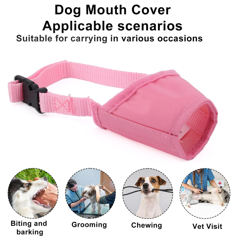 Pink Muzzle for Dog, Soft Breathable Adjustable Mouth Cover for Small Medium Large Dogs to Anti-Biting Barking Chewing Allow Grooming Panting Drinking Vet Visits, Not Fit Short Snout Dogs - PawsPlanet Australia
