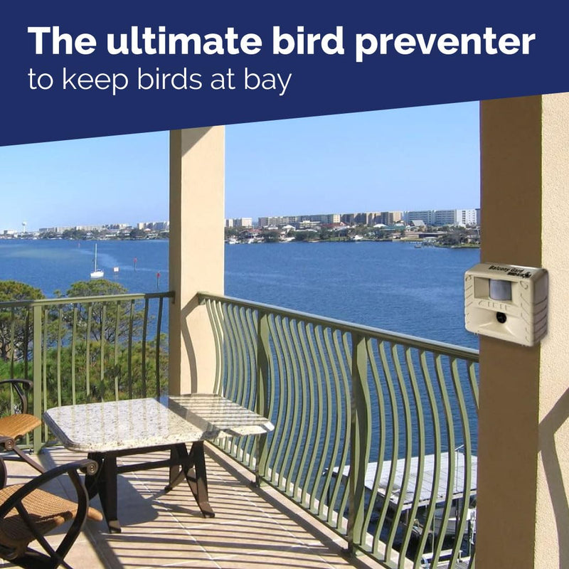 Bird-X Balcony Gard, Ultrasonic Bird Preventer, Outdoor Bird Decoy with Motion-Sensor, Easy to Install, Covers up to 900 sq. ft., 15 to 25 kHz Frequency, 6.75" x 5.5" x 3.5" Each - PawsPlanet Australia