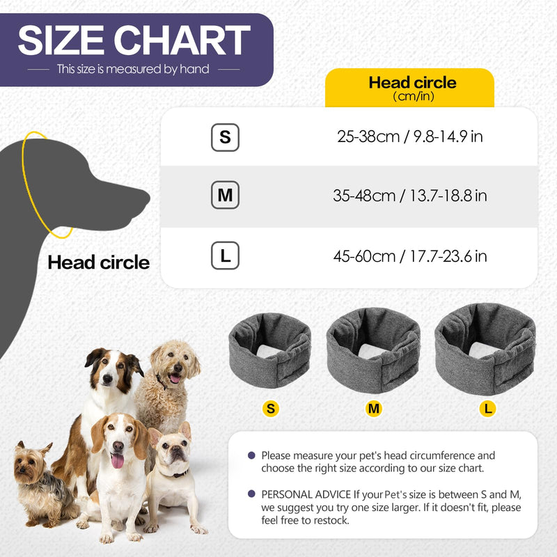 RISIPU Dog Earmuffs Dog Soothing Head Cover Dog Ear and Neck Warmer Easy to Wear Adjustable Suitable for Dogs Noise Reduction Soothing Winter Warmth (Gray, M) Gray