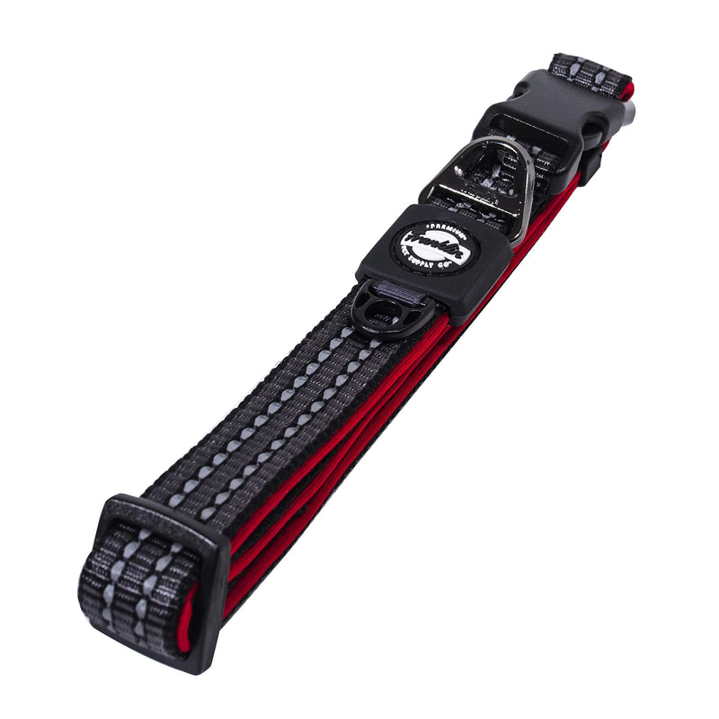 Franklin Pet Supply Co. - Nylon Dog Collar - Reflective Comfort - Fit - Neoprene - Adjustable- Small- Medium - Large - Puppy - Dog - Cat- Easy Clip Red - PawsPlanet Australia