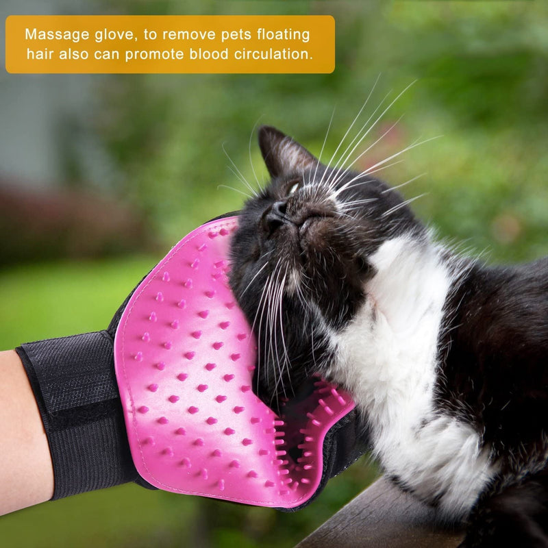 BYETOO Pet Dog Cat Grooming Glove with 261Tips,Gentle Deshedding Brush Glove,Efficient Pet Hair Remover Mitt,Massage Tool with Enhanced Five Finger Design,for Dog,Cat,Rabbit,Horse with Long/Short Fur Pink - PawsPlanet Australia
