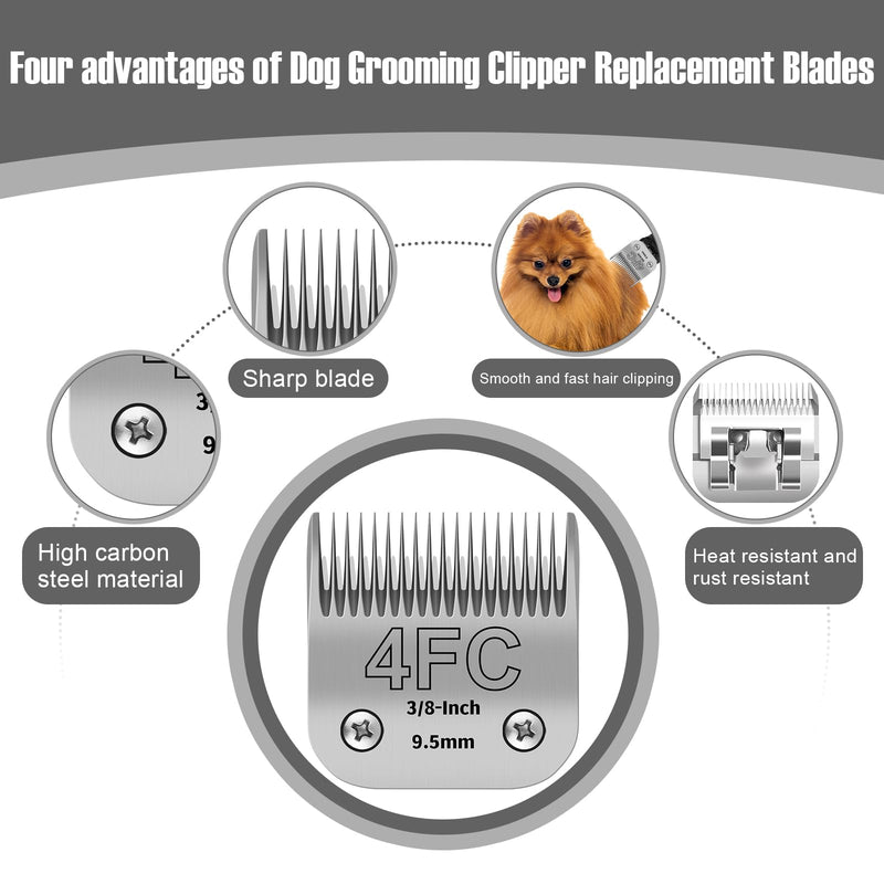 4FC Detachable Pet Clipper Replacement Blades Compatible with Andis/Oster A5/Wahl KM10 Series Dog Clipper,Made of Ceramic Blade & Stainless Steel Blade,Size 4FC Cut Length 3/8-Inch（2 Pack） 4FC-2 - PawsPlanet Australia