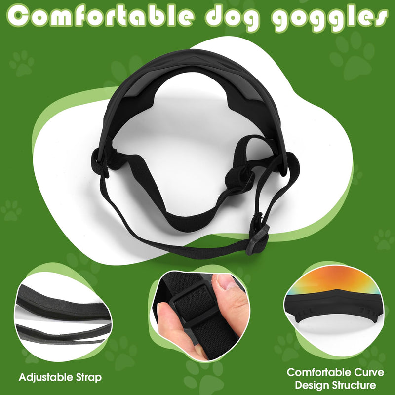 Dog Sunglasses, Dog Goggles for Large and Medium Breed with Adjustable Strap, UV Protection, Windproof, Waterproof, Dustproof and Snowproof, Dogs Eyes Protection, Wide Snout Rest, Soft Frame, Black A Black Frame+Color Lens - PawsPlanet Australia