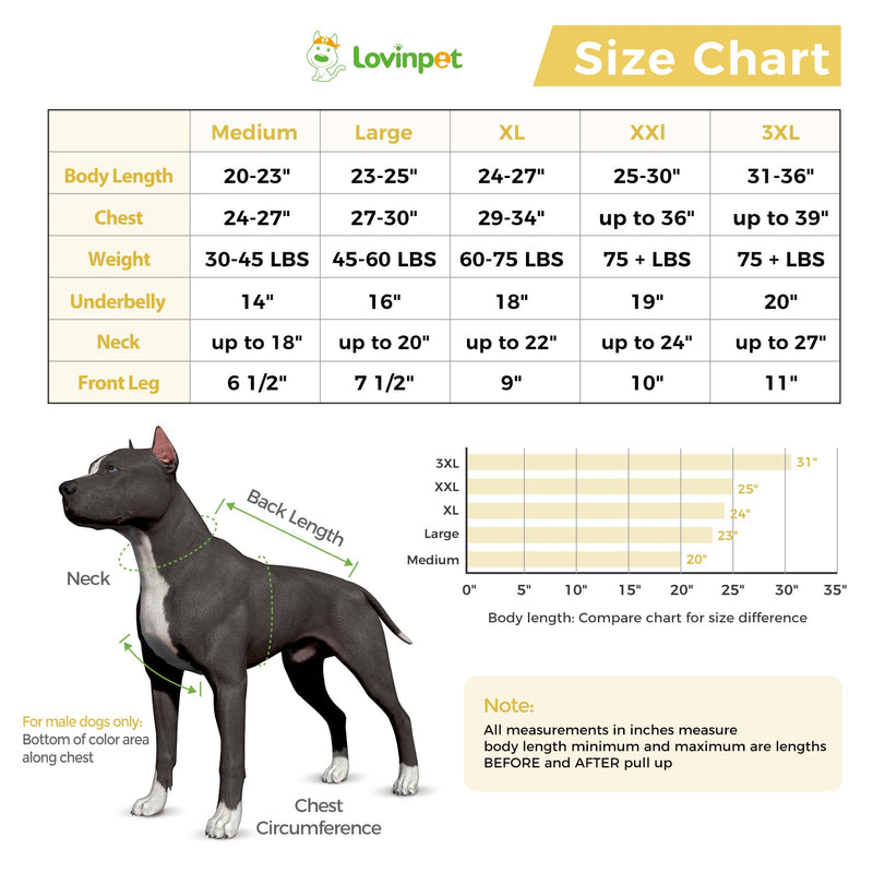 LovinPet Dog Recovery Suit - Medium Large Dog's Bodysuit Wound Protective Surgical Recovery Snugly Suit for Abdominal Wounds After Surgery,Duck,Yellow,XL XL Orange collar/Yellow - PawsPlanet Australia