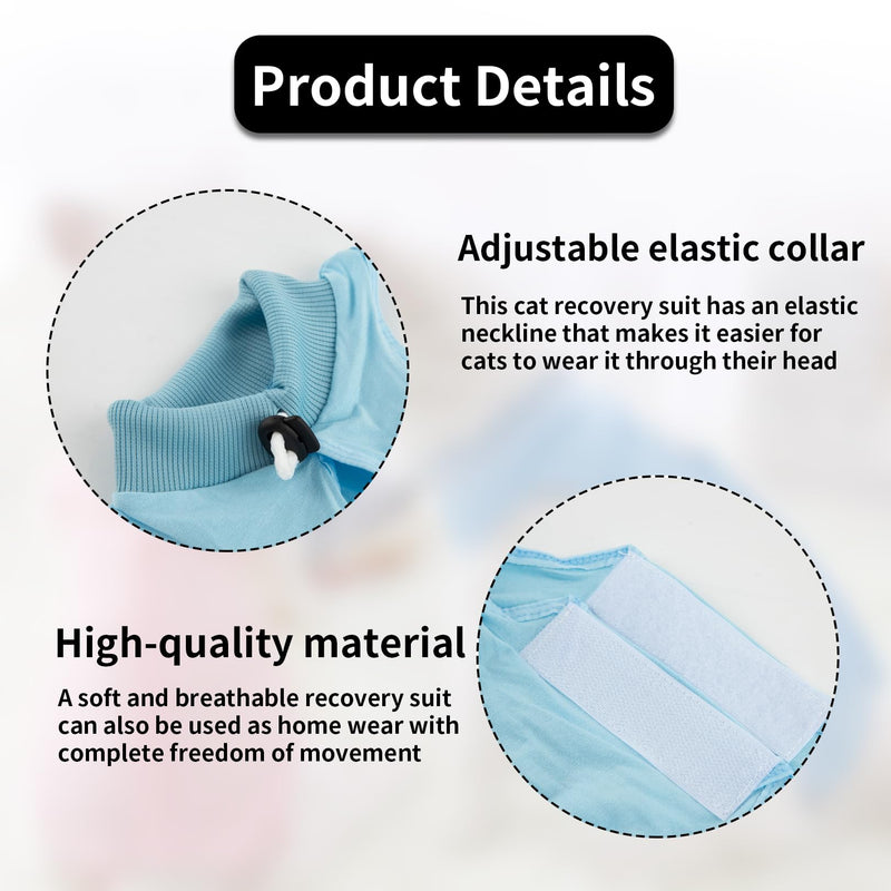 Cat Bodysuit After Surgery Castration Cat Professional, Cat Bodysuit for Cats Surgery, Recovery Suit Cat Clothing, Suit Abdominal Wounds, Breathable Cat Harness, Cat Jumper Medical Pet Blue M