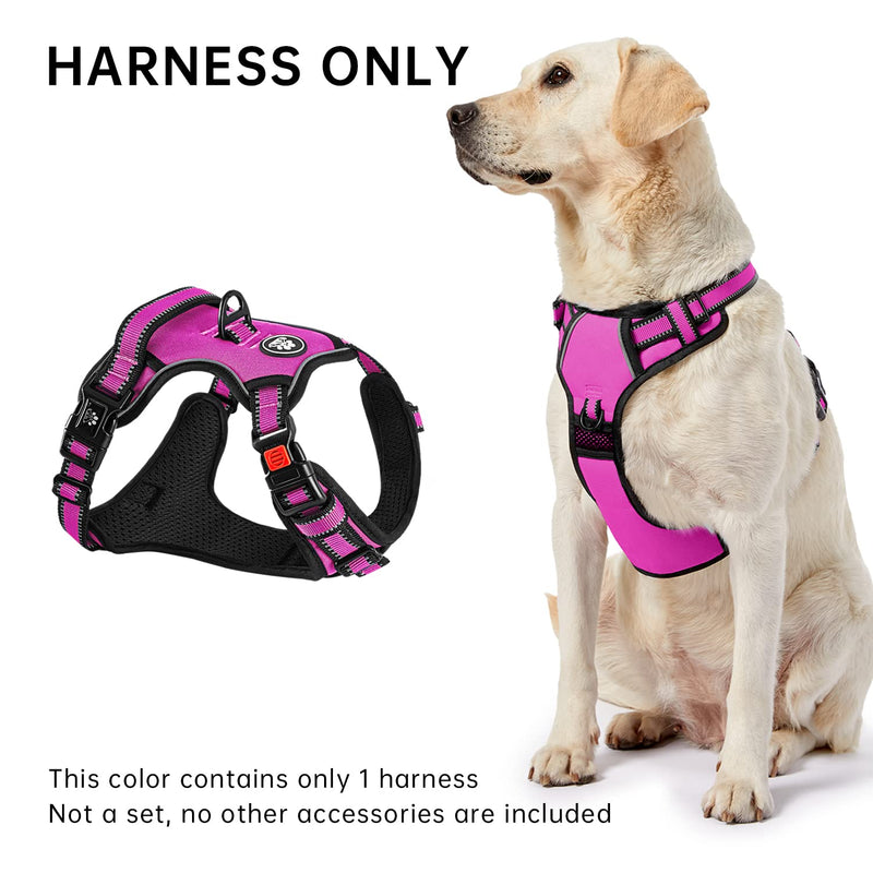 IVY&LANE No Pull Dog Harness for Small-Medium-Large Dogs,Dog Vest Harness with Leash,Safety Belt and Sorage Strap,Fully Adjustable Harness,360° Reflective Strip,Soft Handle Medium Rose Red(Harness ONLY) - PawsPlanet Australia