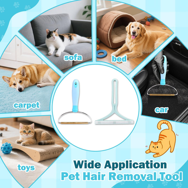 3PCS Pet Hair Removal Tool - Reusable Carpet Rake for Deep Stubborn Cleaning with Copper Head Scraper and Silicone Scraper, 52" Adjustable Long Handle Dog Hair Remover Broom for Sofa, Rugs, Couch, Car - PawsPlanet Australia