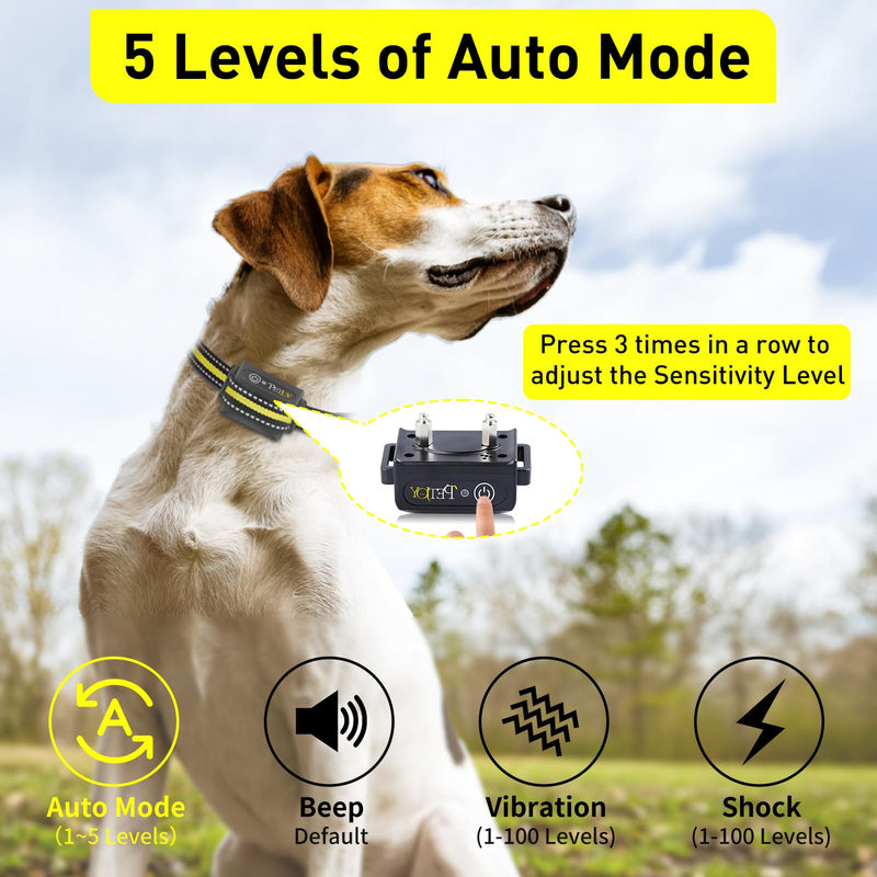 PetJoy Automatic Bark Collar for Dogs - Shock Collar with Remote and Auto Modes, Bark Training Combo - Level 1-5, 3300 Ft Range Collar 02 - PawsPlanet Australia