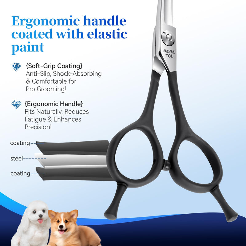 4.5" Small Dog Grooming Scissors with Comfortable Non-slip Handle and Safety Round Tip 440C Curved Sharp Blades Dog Shears for Eyes, Ears and Paws Easy to Use. Curved Scissors - PawsPlanet Australia