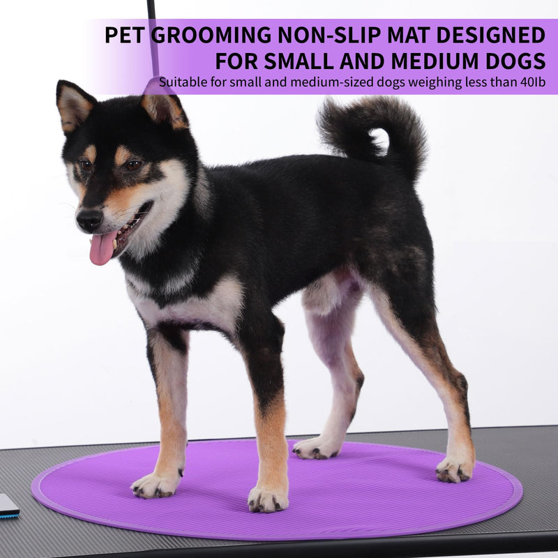 Pet Grooming Table Non-Slip Mat - Padded Mat for at-Home Grooming Dogs and Cats,Bathing Mat for Pets, Diameter: 22.4inch/57cm (Purple, Diameter: 22.4inch/57cm) Purple - PawsPlanet Australia