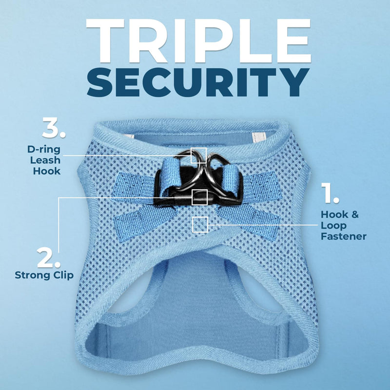 Voyager Step-in Air All Weather Mesh Harness and Reflective Dog 5 ft Leash Combo with Neoprene Handle, for Small, Medium and Large Breed Puppies by Best Pet Supplies - Set (Baby Blue), XS Harness Leash Set (Baby Blue) XS (Chest: 13 - 14.5") - PawsPlanet Australia