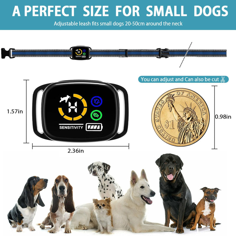 Bark Collar for Small Dogs,No Shock Anti Bark Collar with 3 Adjustable Modes Beep&Vibration,Barking Collar with 6 Adjustable Sensitivity Rechargeable Smart Training Collar (Blue) Blue - PawsPlanet Australia