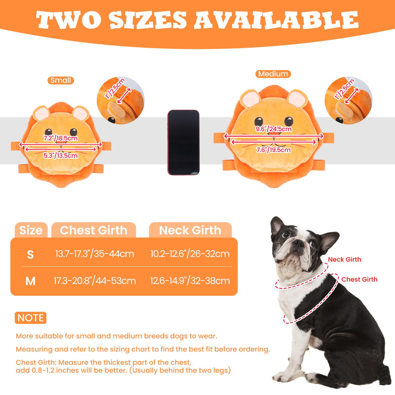 ROZKITCH Dog Backpack Harness, Soft and Adjustable Pet Saddle No Pull Bag with D-Ring for Small Medium Dogs, Cute Lion Design for Outdoor Travel, Walking, and Hiking Animal Self Carrier Bag S S(Chest: 13.7-17.3"; Neck:10.2-12.6") - PawsPlanet Australia