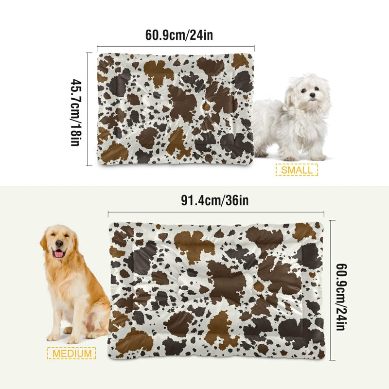 xigua Cow Print Pet Dog Bed, Soft Comfortable Pet Mat Anti-Slip Bottom Machine Washable Dog Crate Pad for Small Medium Large Dogs - PawsPlanet Australia