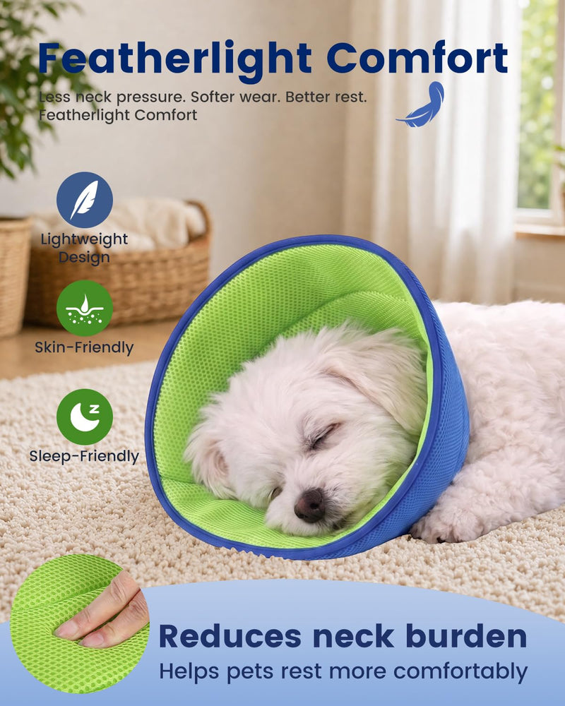 Dog Recovery Collar for Dogs After Surgery – Soft Breathable Dog Cone Collar, Lightweight Elizabethan Collar Alternative for Wound Healing, Anti Licking, Comfortable Sleep & Daily Eating,S S