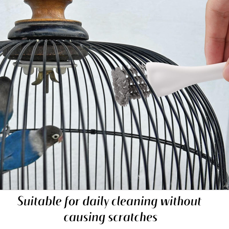 3pcs Bird Cage Brush Cleaner, Stainless Steel Bird Cleaning Brush Durable Droppings Removal Tool for Pet Parrot Fowl Cage Remover Cleaning Accessory - PawsPlanet Australia