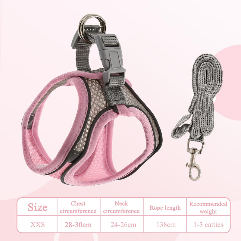 Rabbit Harness and Leash Set, Breathable Pet Vest, Bunny Harness with Reflective Strips, Soft Mesh for Small Kitten, Puppy, Rabbit and Small Animals(Pink) - PawsPlanet Australia