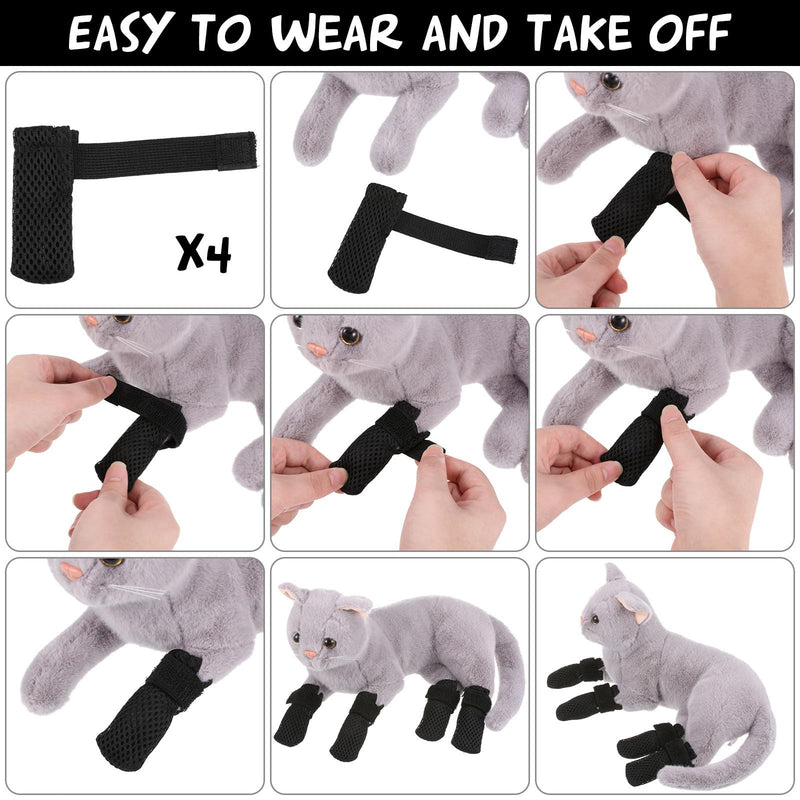 Alipis Scratch-Resistant Cat Paw Caps Protective Cat Boots Made of Polyester 4 Pieces in Black Anti-Scratch Protection for Cats During Feeding and Medicine Administration