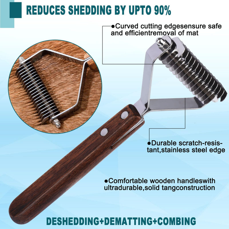 coat king undercoat rake dog grooming comb,dog brushes for Shedding Stripping Brush Pet Dematting Comb for Dogs and Cats(14-Blades-L) 14-Blades-L - PawsPlanet Australia