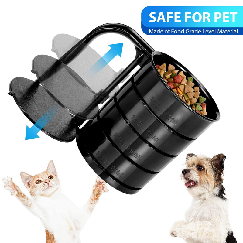 Dog Food Scoop, Pet Food Scoops for Dogs 4 Capacity Cup in 1 Cup Measuring Scoop for Pet Dogs, Pet Food Measuring Cups for Dog (Black) Black