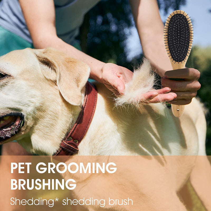 Molain Dog Grooming Brush - 20mm Stainless Steel Round Pins, Bamboo Handle, No Scratch Brush for All Hair Types (1Pc) High quality 1Pc Airbag Wooden Comb - PawsPlanet Australia