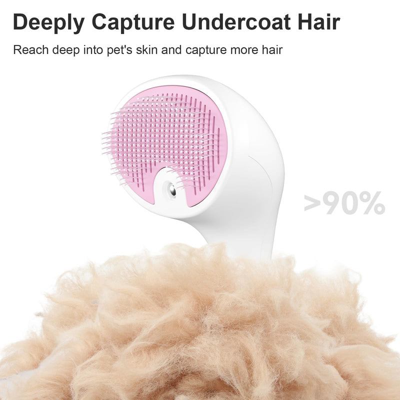 Steam Cat Brush with Release Button, [Ultra-Quiet Design/Comfort-Grip Handle] Pet Spray Dog Brush, Rechargeable Pet Steam Brush for Long Short Hair Cats, Dogs, Rabbits Grooming(Pink) - PawsPlanet Australia