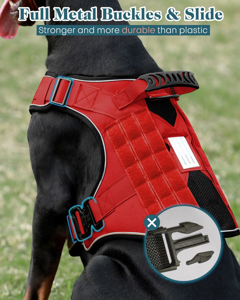 Service Dog in Training Vest, Reflective Do Not Pet Dog Harness with Handle and 6 Patches, Full Metal Buckles, for Medium Dogs Training Walking Small (20-45 lbs) Harness-Brave Red - PawsPlanet Australia
