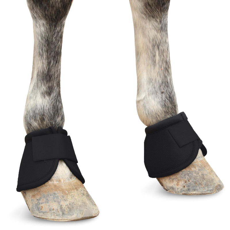Equine Ballistic Overreach No-Turn Bell Boots for Horses - Horse Hoof Protection Boots (Sold in Pairs) Black X-Large