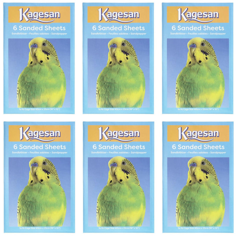 6 PACK KAGESAN BLUE BIRD CAGE SAND PAPER SHEETS 6 X 6 PCK = 36 SHEETS 40 X 25CM - PawsPlanet Australia