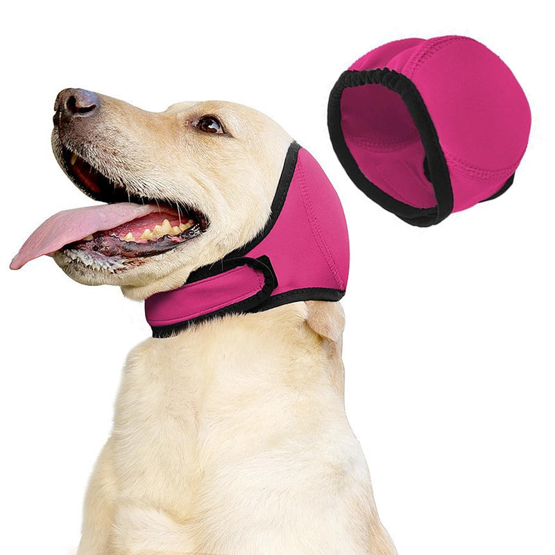 1PC Dog Snood Ear Protector and Firework Ear Muffs Adjustable Noise Cancelling Ear Muffs for Dogs Soft Calming Ear Defenders for Bathing Grooming and Travel Rose Red Size M