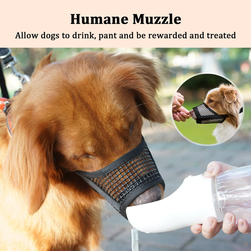 Mayerzon Dog Muzzle, Soft Mesh Muzzles for Small Medium Large Dogs Chihuahua Poodle Husky Labrador Retriever, Breathable Dog Mouth Guard for Biting Chewing Grooming, Allow Panting Drinking(M, Black) M-Snout (7¼”-8”) - PawsPlanet Australia