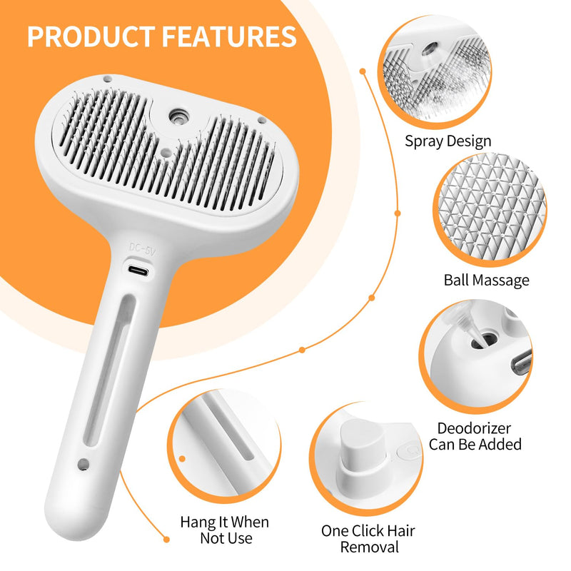 Pink Shedding and Grooming Brush for Dogs, Cats and Rabbits - Self Cleaning Tool with Release Button for Long and Short Hair, Removes Static and Loose Fur with Massaging Action Pink - PawsPlanet Australia