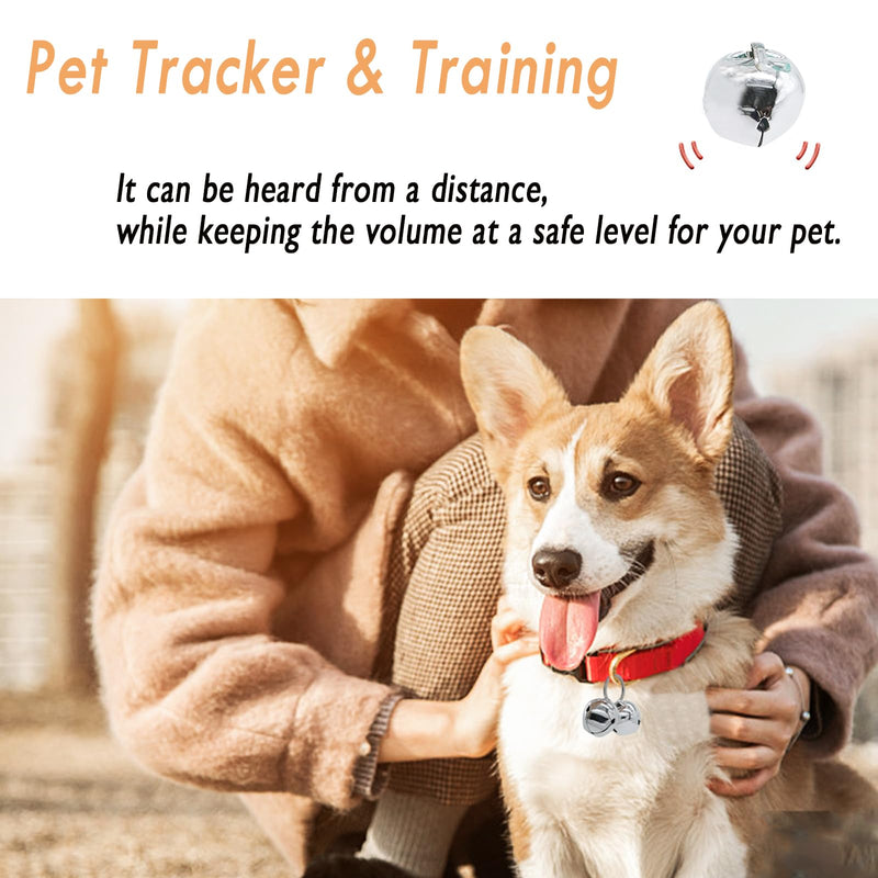 Large Dog Bells, Collar Loud Bells, Pet Tracker & Training, Handmade Metal(Silver) Silver - PawsPlanet Australia