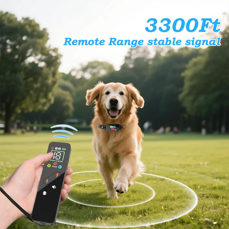 Dog Shock Collar with LCD Remote Control Have Beep/Vibration/Secure E-Shock Modes 3300 FT Rechargeable IP67 Waterproof Dog Training Collar for All Dogs - PawsPlanet Australia