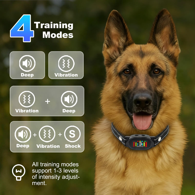 Dog Bark Collar - Shock Collars for Large Medium Small Dogs with Vibration Beep Modes, Waterproof IP67, Rechargeable Training Collar with 8 Adjusable Sensitivity, Calming Anti Barking Device