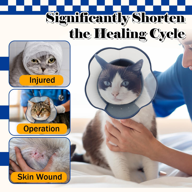 Cat Cone Collar Soft for Wound Healing for Large Cats(Exotic Shorthair Persian Ragdoll), Adjustable Breathable Head Recovery Cone Alternative, Air Surgery Cat Neck Cone Anti Scratch Licking Blue L(Circumference:7.87″-11″in)