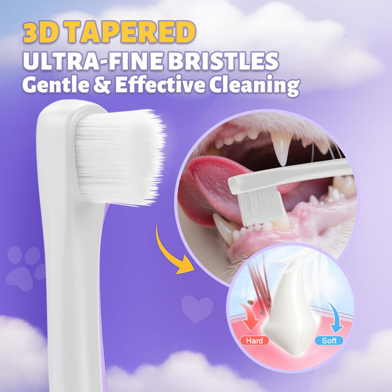Cat Toothbrush for Kitten Teeth Cleaning – Soft Bristle Cat Dental Brush Set with Compact Head – Gentle Oral Care Tool for Daily Brushing Routine, Loved by Vets and Fur Babies 1 Count (Pack of 1) Purple - PawsPlanet Australia