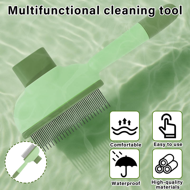 Flea Brush for Cat – Cat Comb for Shedding, Deshedding Brush for Cats & Dogs with Release Button, Pet Hair Removal Comb with Long & Short Stainless Steel Teeth (Green, 1 Pack) - PawsPlanet Australia
